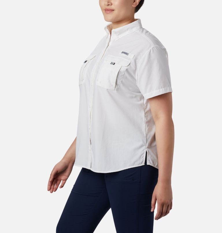 Women's Columbia PFG Bahama Short Sleeve Shirts White | Plus Size CA-Y34CL